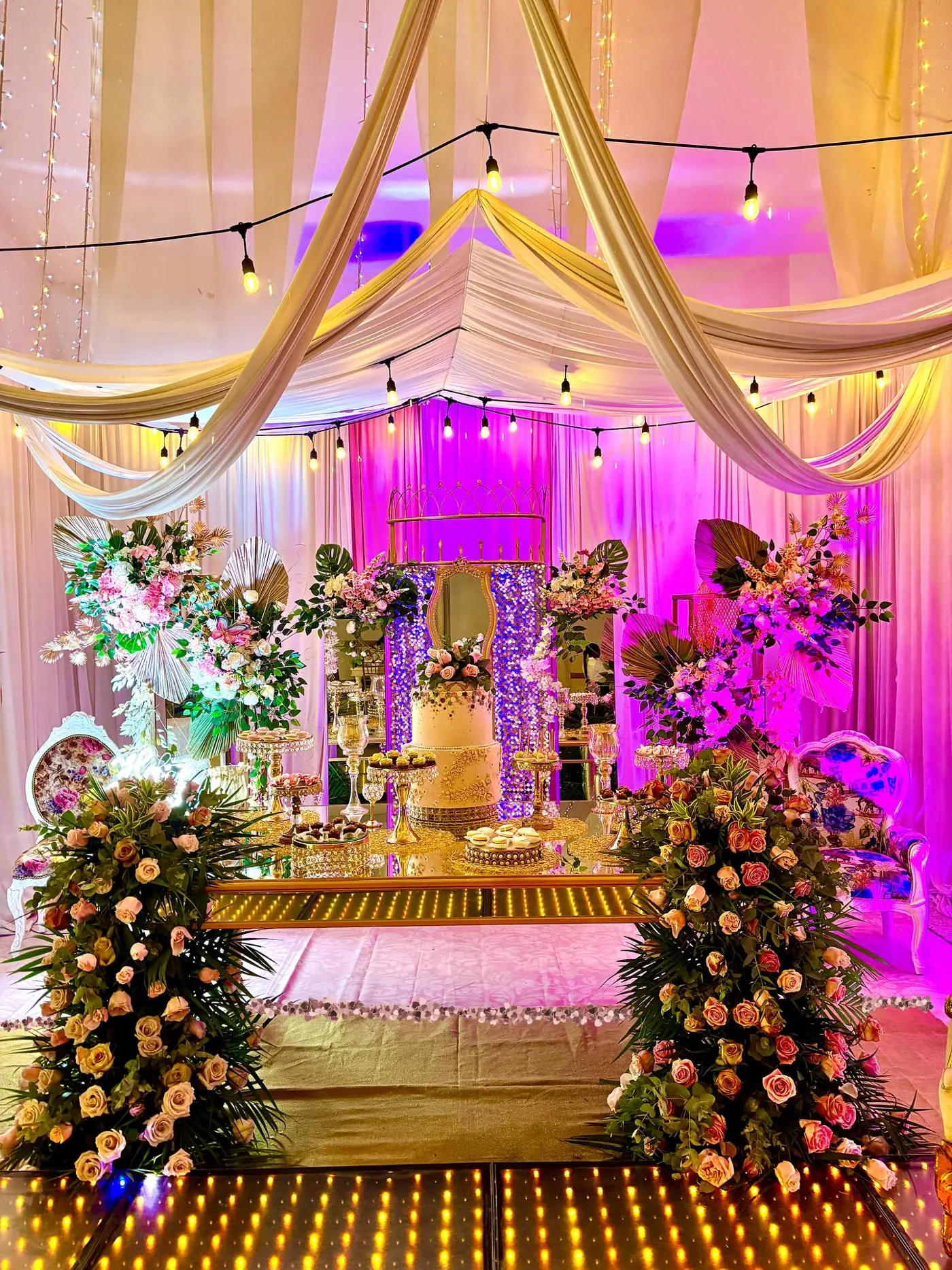 Montaje de boda en tonos suaves